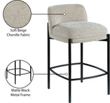 Burton Stool Set of 2 - Stylish Chenille Fabric Bar Seating with Durable Metal Frame for Modern Homes