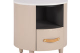 GALEN Modern Round Nightstand with Storage Drawer