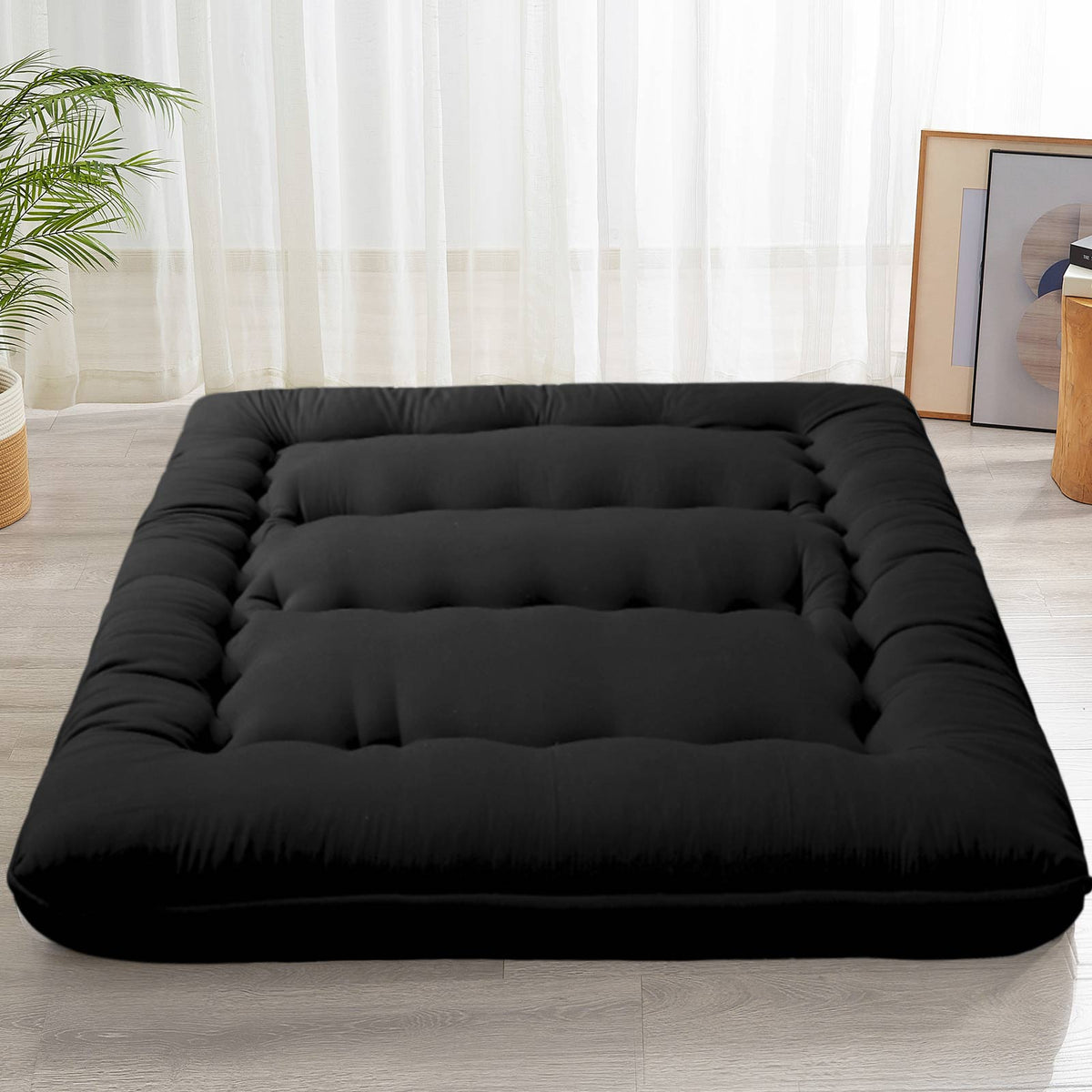 MAXYOYO 6" Extra Thick Japanese Classic Floor Futon Mattress, Black