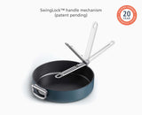 Space Folding Handle Ceramic Non-stick 28cm Blue Saute Pan & Lid
