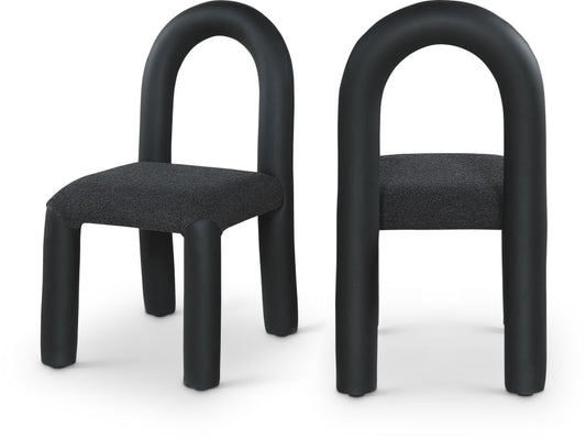 Amari Vegan Leather and Boucle Fabric Upholstered Dining Chair (Set of 2)