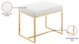 Monroe Faux Leather Contemporary Ottoman with Elegant Stainless Steel Base for Any Room Decor
