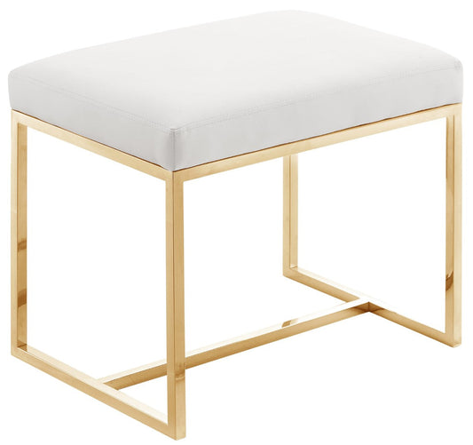 Monroe Faux Leather Contemporary Ottoman with Elegant Stainless Steel Base for Any Room Decor