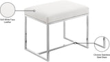 Monroe Faux Leather Contemporary Ottoman with Elegant Stainless Steel Base for Any Room Decor