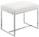 Monroe Faux Leather Contemporary Ottoman with Elegant Stainless Steel Base for Any Room Decor