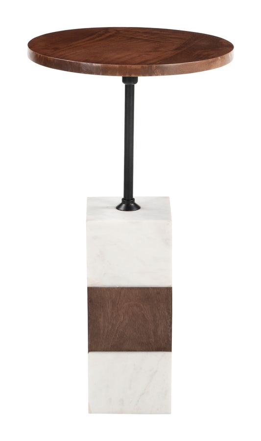 Stuk Side Table Brown & White