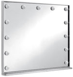 Hollywood Iron Contemporary Mirror - Glamorous Chrome Frame with Lights for Dressing Room Elegance