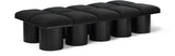Pavilion Black Boucle Fabric Bench - Stylish Art Deco Seating with Luxurious Cushion and Oak Base