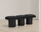 Pavilion Exquisite Black Boucle Fabric Bench - Art Deco Style with Luxurious Comfort & Versatile Design