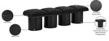 Pavilion Black Boucle Fabric Bench - Elegant Art Deco Seating with Luxurious Cushion and Style
