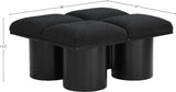 Pavilion Black Boucle Fabric Bench - Elegant Seating with Art Deco Flair for Any Stylish Space