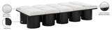 Pavilion Black Boucle Fabric Bench - Stylish Art Deco Seating with Luxurious Cushion and Oak Base
