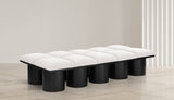 Pavilion Black Boucle Fabric Bench - Stylish Art Deco Seating with Luxurious Cushion and Oak Base