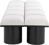 Pavilion Black Boucle Fabric Bench - Stylish Art Deco Seating with Luxurious Cushion and Oak Base