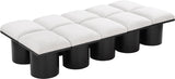 Pavilion Black Boucle Fabric Bench - Stylish Art Deco Seating with Luxurious Cushion and Oak Base