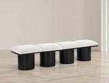 Pavilion Stylish Boucle Fabric Bench with Luxurious Cushion and Art Deco Design for Any Space