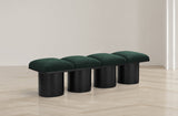 Pavilion Black Boucle Fabric Bench - Elegant Art Deco Seating with Luxurious Cushion and Style