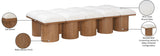 Pavilion Cream Boucle Fabric Bench - Luxurious Art Deco Seating with Oak Veneer and Cushion Comfort