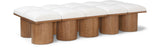 Pavilion Cream Boucle Fabric Bench - Luxurious Art Deco Seating with Oak Veneer and Cushion Comfort
