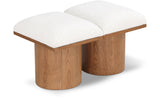 Pavilion Cream Boucle Fabric Bench - Luxurious Art Deco Seating with Oak Veneer and Cushion Comfort