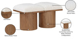 Pavilion Cream Boucle Fabric Bench - Luxurious Art Deco Seating with Oak Veneer and Cushion Comfort