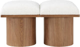 Pavilion Cream Boucle Fabric Bench - Luxurious Art Deco Seating with Oak Veneer and Cushion Comfort