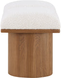Pavilion Cream Boucle Fabric Bench - Luxurious Art Deco Seating with Oak Veneer and Cushion Comfort