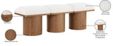 Pavilion Cream Boucle Fabric Bench - Luxurious Art Deco Seating with Oak Veneer and Cushion Comfort