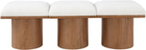 Pavilion Cream Boucle Fabric Bench - Luxurious Art Deco Seating with Oak Veneer and Cushion Comfort