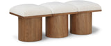 Pavilion Cream Boucle Fabric Bench - Luxurious Art Deco Seating with Oak Veneer and Cushion Comfort