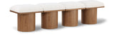 Pavilion Cream Boucle Fabric Bench - Luxurious Art Deco Seating with Oak Veneer and Cushion Comfort