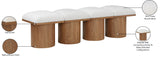 Pavilion Cream Boucle Fabric Bench - Luxurious Art Deco Seating with Oak Veneer and Cushion Comfort