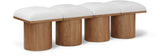 Pavilion Cream Boucle Fabric Bench - Luxurious Art Deco Seating with Oak Veneer and Cushion Comfort