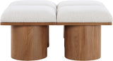 Pavilion Cream Boucle Fabric Bench - Luxurious Art Deco Seating with Oak Veneer and Cushion Comfort