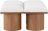 Pavilion Cream Boucle Fabric Bench - Luxurious Art Deco Seating with Oak Veneer and Cushion Comfort