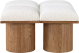 Pavilion Cream Boucle Fabric Bench - Luxurious Art Deco Seating with Oak Veneer and Cushion Comfort