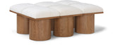 Pavilion Cream Boucle Fabric Bench - Luxurious Art Deco Seating with Oak Veneer and Cushion Comfort