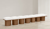 Pavilion Cream Boucle Fabric Bench - Luxurious Art Deco Seating with Oak Veneer and Cushion Comfort