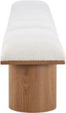 Pavilion Cream Boucle Fabric Bench - Luxurious Art Deco Seating with Oak Veneer and Cushion Comfort