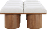 Pavilion Cream Boucle Fabric Bench - Luxurious Art Deco Seating with Oak Veneer and Cushion Comfort