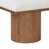 Pavilion Cream Boucle Fabric Bench - Luxurious Art Deco Seating with Oak Veneer and Cushion Comfort