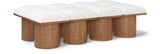 Pavilion Cream Boucle Fabric Bench - Luxurious Art Deco Seating with Oak Veneer and Cushion Comfort