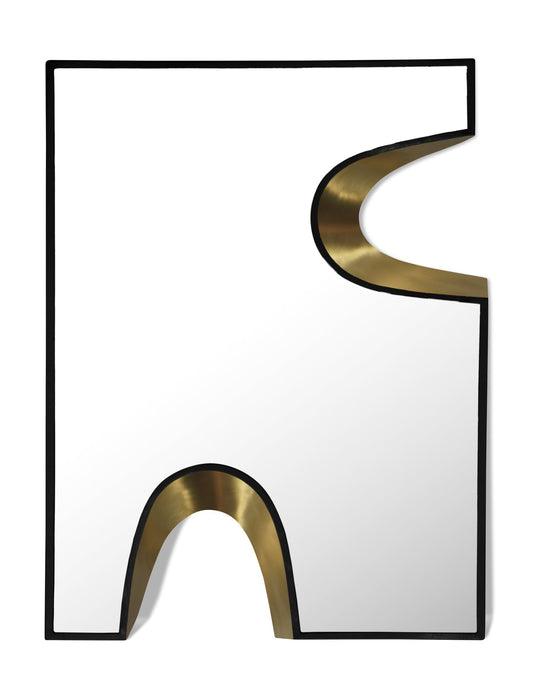 Soleil Mirror - Stylish 28" Art Deco Puzzle-Shaped Design with Glamorous Black and Gold Accents