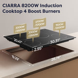 CIARRA Powerful Set: 30 Inch Wall Mount Range Hood + 30 Inch Built-In Induction Cooktop（CAS75206P+CABIH304B）