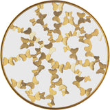 Butterfly Glass Coffee Table with Gold Foil Design and Sturdy Metal Legs for Contemporary Spaces