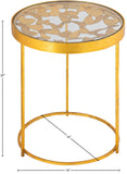 Butterfly Glass End Table with Stunning Gold Foil Design and Metal Butterfly Accents for Stylish Spaces