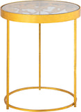 Butterfly Glass End Table with Stunning Gold Foil Design and Metal Butterfly Accents for Stylish Spaces