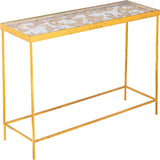 Butterfly Glass Console Table with Stunning Gold Foil Butterflies - Contemporary Accent Table Design