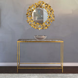 Butterfly Glass Console Table with Stunning Gold Foil Butterflies - Contemporary Accent Table Design