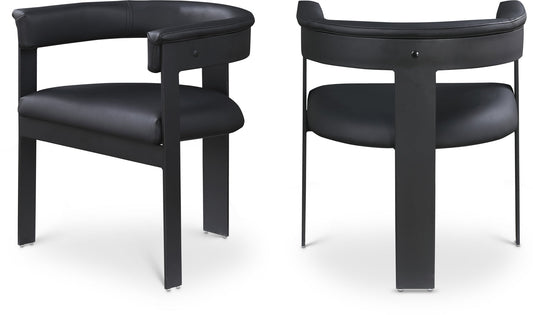 Romeo Dining Chairs - Set of 2 Contemporary Vegan Leather Chairs with Durable Matte Black Frame